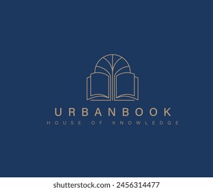 book logo design for bookstore, book company, publisher, encyclopedia, library, education logo concept
