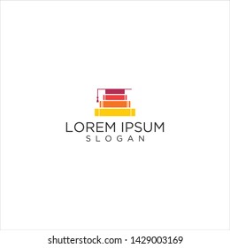 book logo design concept and graduation hat