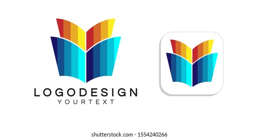 book logo design. icon app smartphone color full