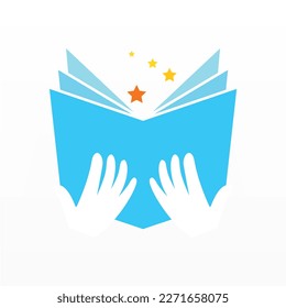 Buchen Sie Logo Design Symbol Vektor. Video-Clipkunst über das Buchsymbol