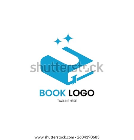 book logo design with letter U. bookstore, library and printing logo