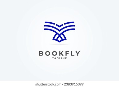 Book logo design. minimalist book with bird combination. Flat Design Logo Template. vector illustration