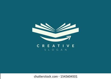 Book logo design opens with a smile. Minimalist and modern vector illustration design suitable for business or brand