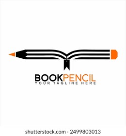 Book logo design with pencil concept. Suitable for education, stationery store identities and other creative businesses.