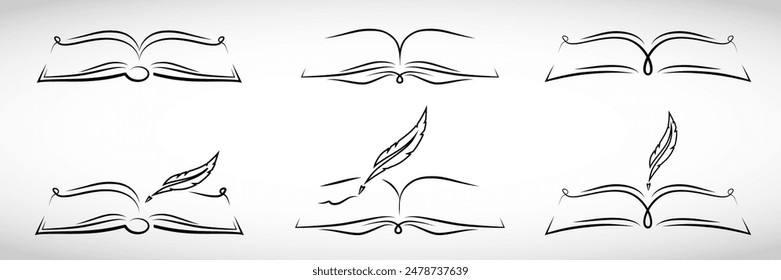 Сreative book logo design, set