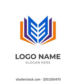 book logo design template concept vector with flat colorful style