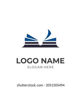 book logo design template concept vector with flat blue and black color style