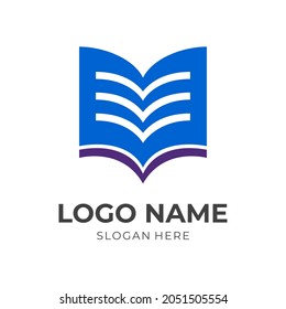 book logo design template concept vector with flat blue and purple color style