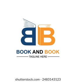 Book Logo Design Template With Initial Letter B.