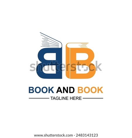 Book Logo Design Template With Initial Letter B.