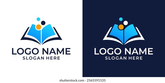 Book logo design vector illustration for bookstore, book company, publisher, encyclopedia, library, education logo concept.