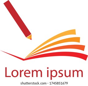 Diseño del logo del libro material vectorial con lápiz