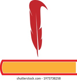 Book logo design vector stock with pen