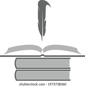 Book logo design vector stock with pen