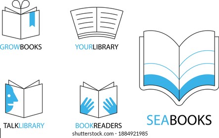 Logo del libro para diseño de conjuntos de vectores educativos y empresariales