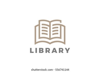 Book Logo Education Library design vector template Linear style