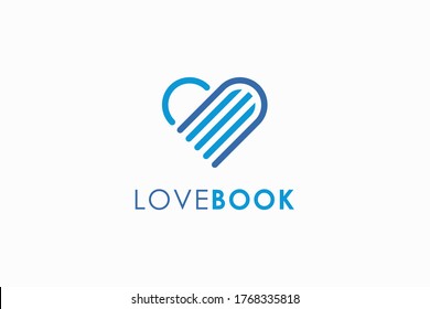 Logo-Bildzeichen buchen Blue Geometric Linear abgerundetes Heart Icon Anfangsbuchstabe B einzeln auf weißem Hintergrund. Flaches Vectorlogo-Design-Vorlagenelement.