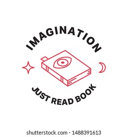 Book logo emblem with line art style