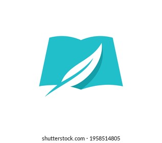 Book logo feather education icon vector 