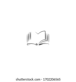 book logo icon design with simple line art style 