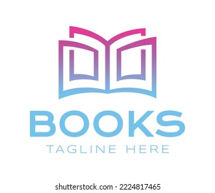 Book logo icon design template. Modern education logo with open book icon. School, university, knowledge, learning, education  symbols. Abstract logo for bookstore, book company, publisher, library.
