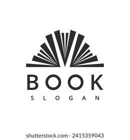 Book Logo. Book Icon isolated on white background. Usable for Business and Education Logos. Flat Vector Logo Design Template Element.