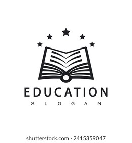 Book Logo. Book Icon isolated on white background. Usable for Business and Education Logos. Flat Vector Logo Design Template Element.