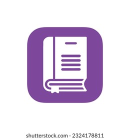 Book logo, icon. Online education or study design concept. Simple  e learning, m learning, ebook app logo. White book, isolated on background. Vector illustration