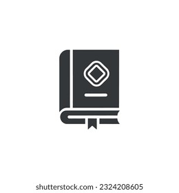 Book logo, icon. Online education or study design concept. E learning, m learning, ebook app logo. Grey, black book isolated on white background. Vector illustration