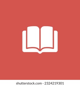Book logo, icon. Online education or study design concept. E learning, m learning, ebook app logo. White book, isolated on orange background. Vector illustration