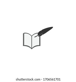 Almacén vectorial del icono del logotipo del libro con lápiz