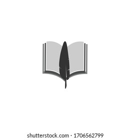 Almacén vectorial del icono del logotipo del libro con lápiz