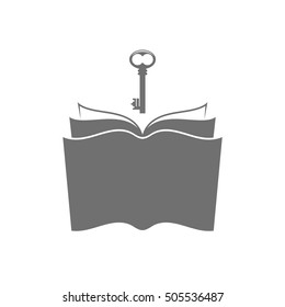 Book. Logo. Isolated book and key on white background