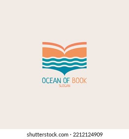 Book Logo Merged With Sea, Beach And Twilight Views.