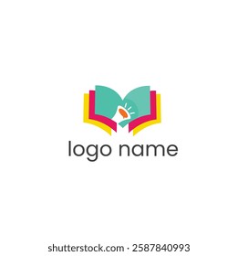 book logo, online education, online school, sound book logo, modern book logo