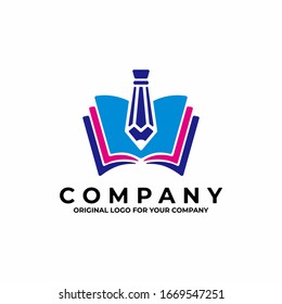 Book logo with pencil. can be used as symbols, brand identity, company logo, icons, or others.