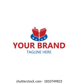 book logo with red and blue color