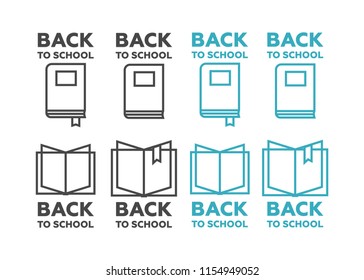 Book logo set for education and school. Back to school logo
