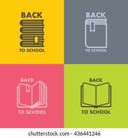 Book logo set for education and school on color background