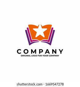 Logotipo del libro con estrella. puede utilizarse como símbolos, identidad de marca, logotipo de empresa, iconos u otros.