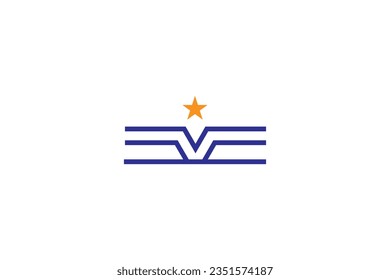Book logo with star in simple line design