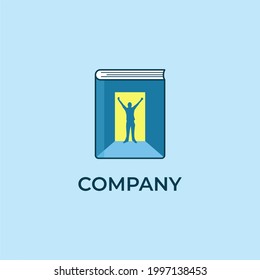 book logo with success knowledged man vector illustration