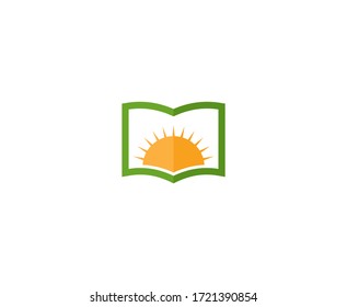 Book logo sun vector sunset icon 