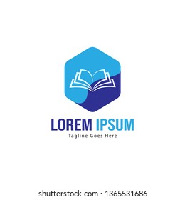 Book logo template design. minimalist book logo with modern frame vector design