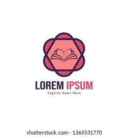 Book logo template design. minimalist book logo with modern frame vector design