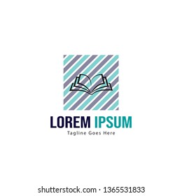 Book logo template design. minimalist book logo with modern frame vector design