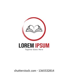 Book logo template design. minimalist book logo with modern frame vector design