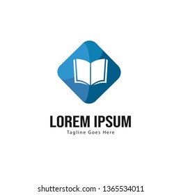 Book logo template design. minimalist book logo with modern frame vector design