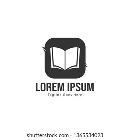 Book logo template design. minimalist book logo with modern frame vector design