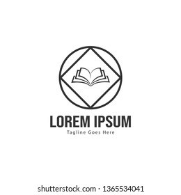 Book logo template design. minimalist book logo with modern frame vector design